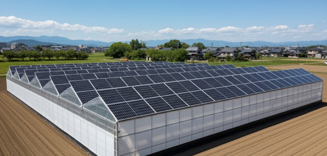 ビニールハウスに超薄型太陽光を設置した事例